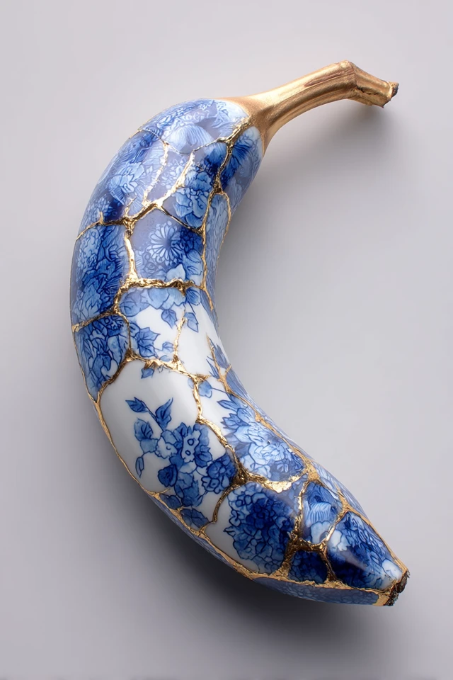 Kintsugi Banana Porcelain Art