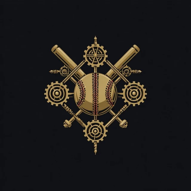 Steampunk Baseball Logo Design Illustration