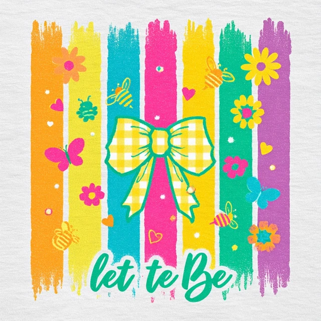 Cute Neon Bee Design TShirt Let it Bee Bow Flowers