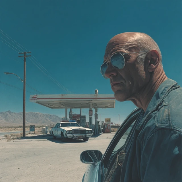 Detective at Gas Station Nevada Neo Western Thriller