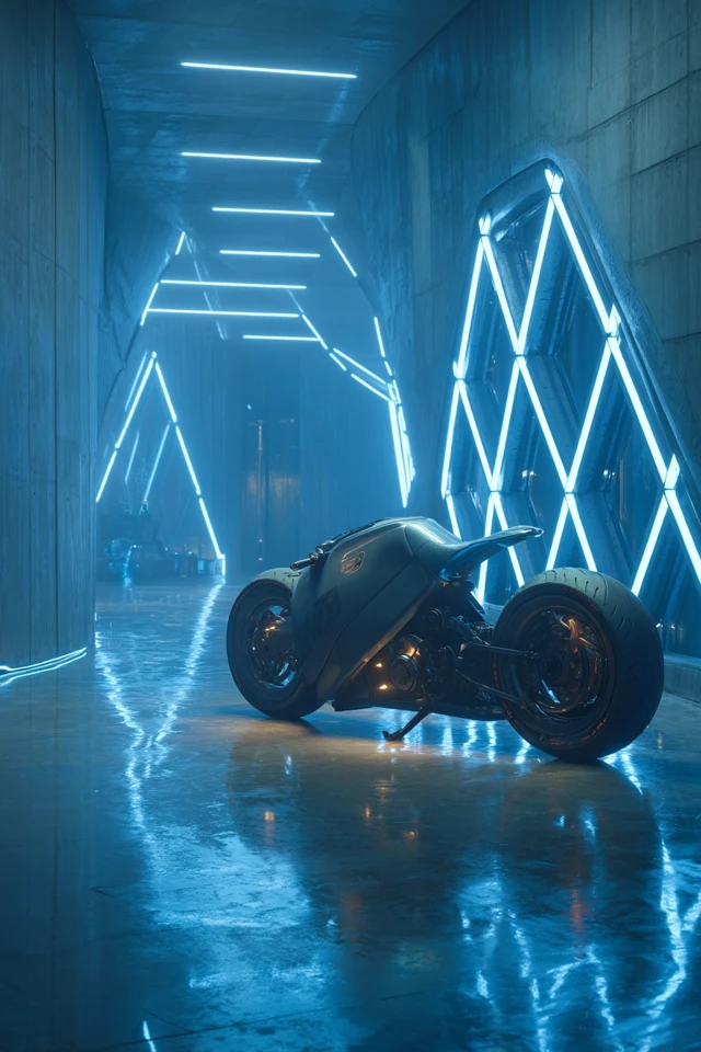 Futuristic Motorcycle in a Cyberpunk City