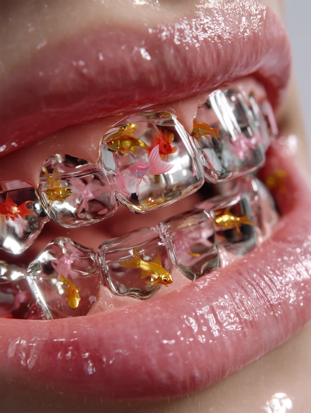 Surreal Dental Art: Teeth Aquariums with Goldfish