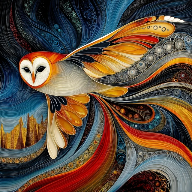 Owl in Flight Abstract Art