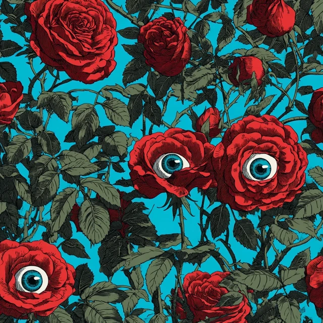 Surreal Rose Eyeball Pattern Pop Art