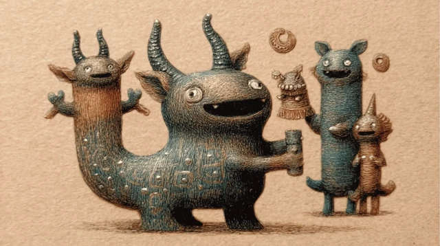 Mythical Creatures Dancing Illustration