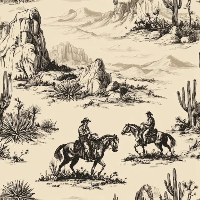 Western Cowboy Pattern Retro Print Design