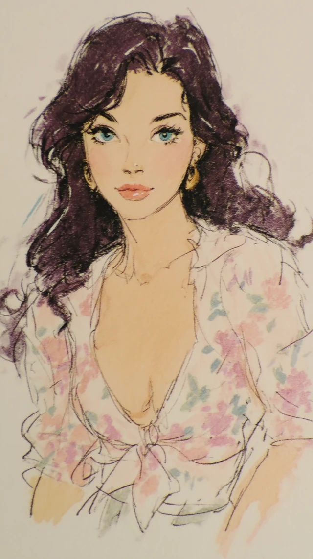 Don Bluth Style Portrait of a Beautiful Female Model