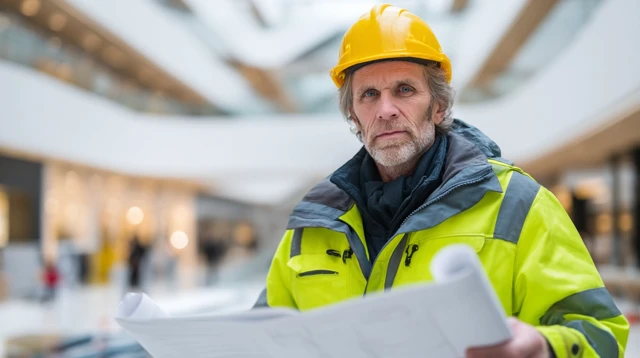 Construction Engineer Holding Blueprints