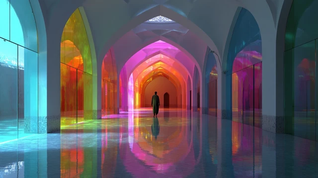 Rainbow Glass Mosque Artwork by Giimann