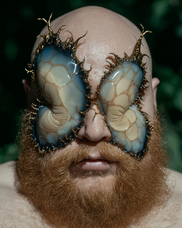 Abstract Photo of a Man with a Slug Mask