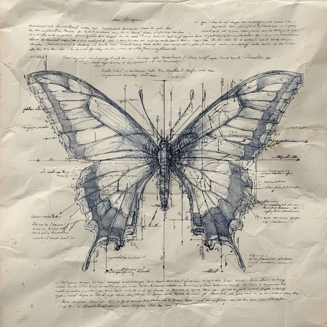 Butterfly Blueprint Medieval Fantasy Logo
