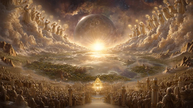 Heavenly Choir Angels in Divine Worship Scene