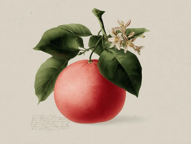Grapefruit Botanical Illustration Inspired by Audubon