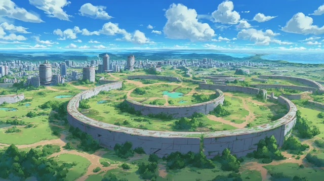 Anime City Walls in the Grassland