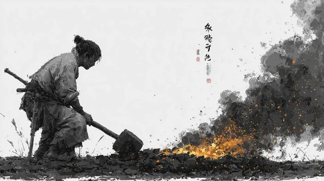 Blacksmith in Chinese Ink: Transforming Sword to Plow