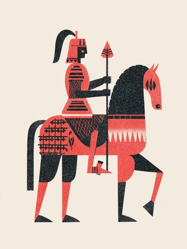 Medieval Knight on Horse Illustration