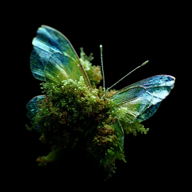 Iridescent Tech Moss Butterfly Photography