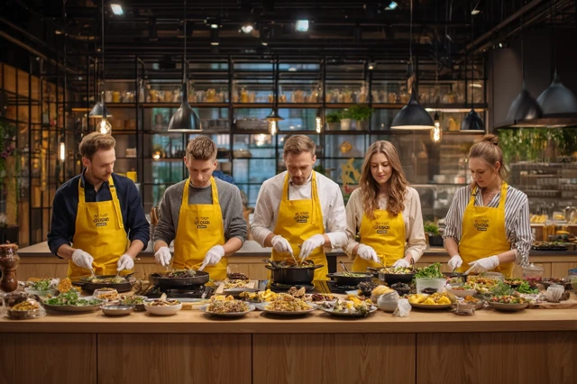 Cooking Show Chefs Preparing Delicious Food