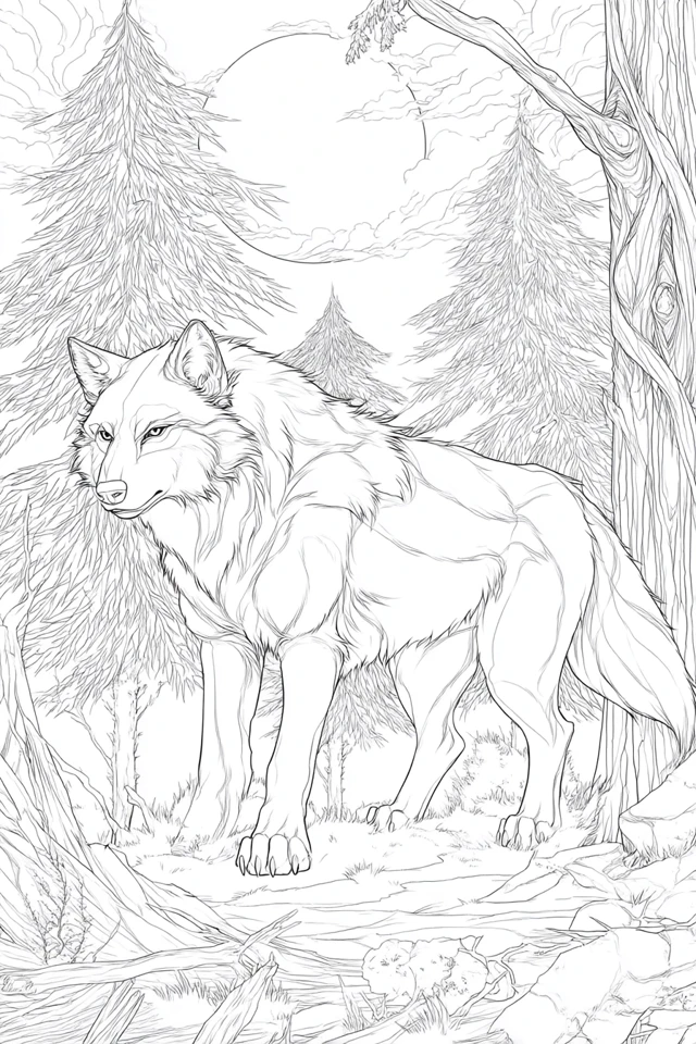 Alpha Wolf Shifter Coloring Page