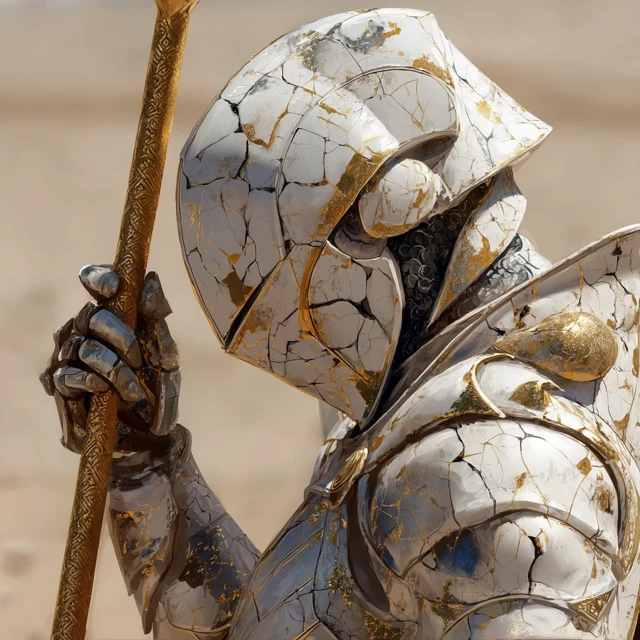 Kintsugi Knight in the Desert Fantasy Art