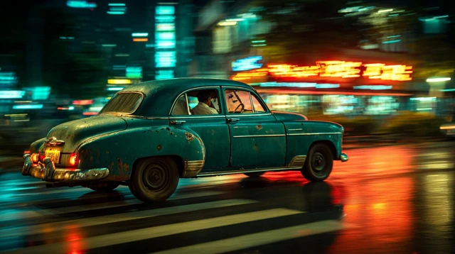 Rusty Car Night Scene Gangnam Photography