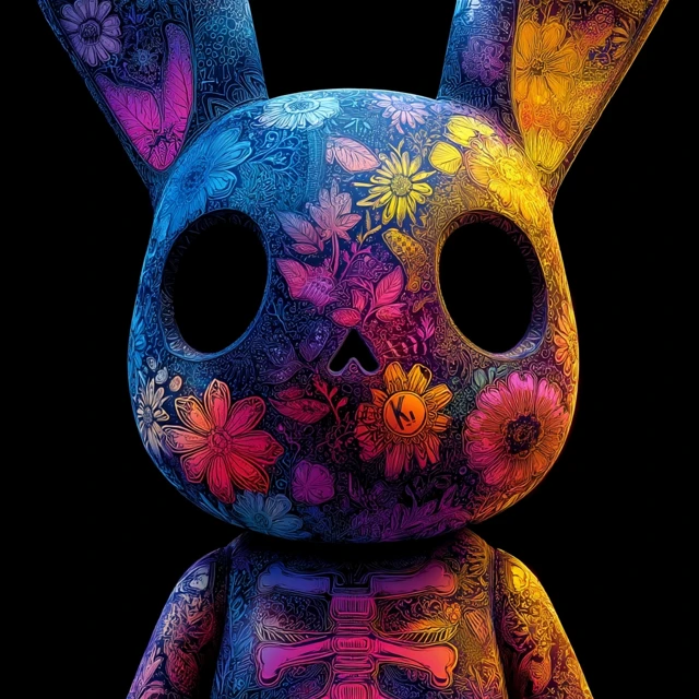 Psycho Bunny Skull Art Neon Desert Design Graphic