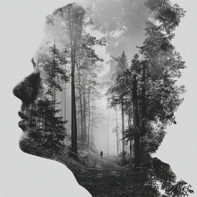 Human Mind and Nature Silhouette Art