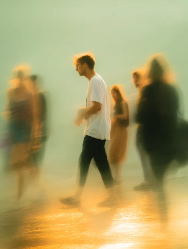 Walking Crowd: Motion Blur, Ethereal Light