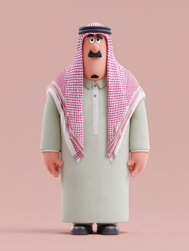Saudi Man Pixar Style 3D Character