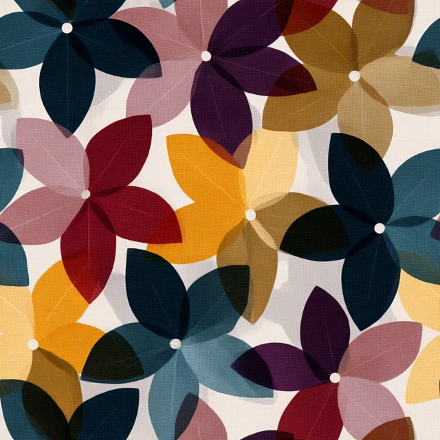Minimalist Geometric Flower Seamless Pattern