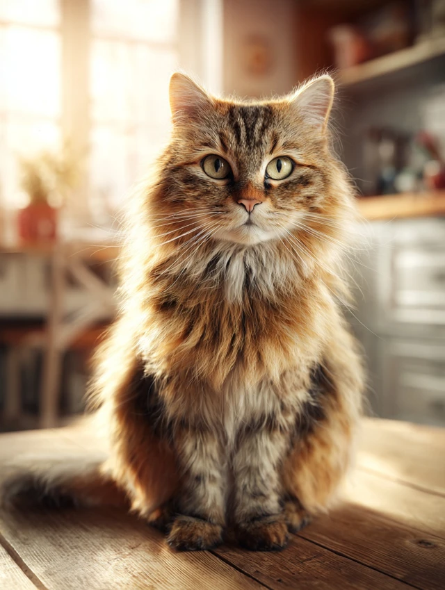 Adorable Realistic Cat Portrait Frontal View