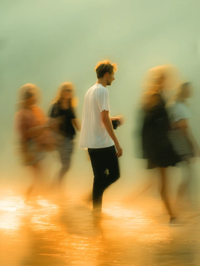 Walking Crowd: Motion Blur, Ethereal Light