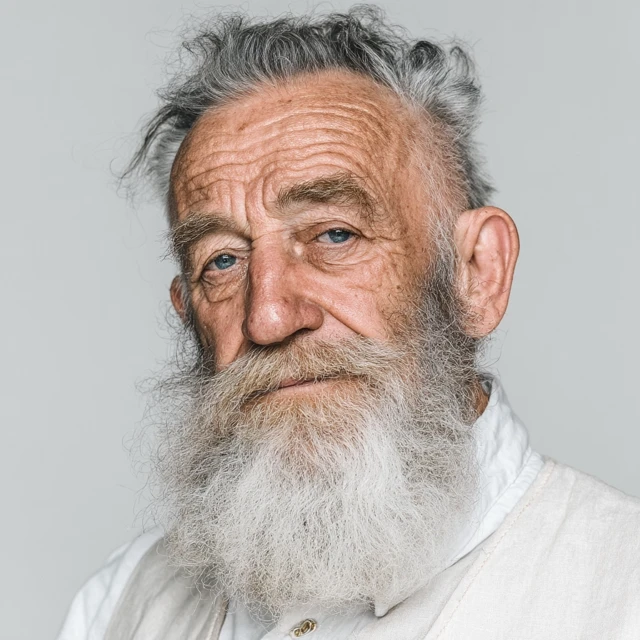 Handsome Old Man Portrait White Background