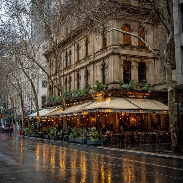 Melbourne Coffee Shop Collins Street Winter Day