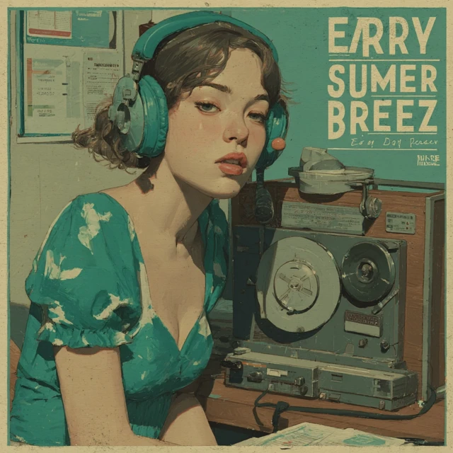 Woman Listening to Music LoFi Summer Breeze Art