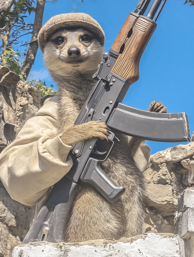 Meerkat with a Rifle Unlikely Action Hero