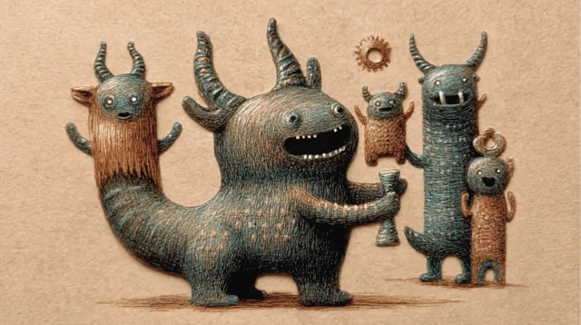 Mythical Creatures Dancing Illustration
