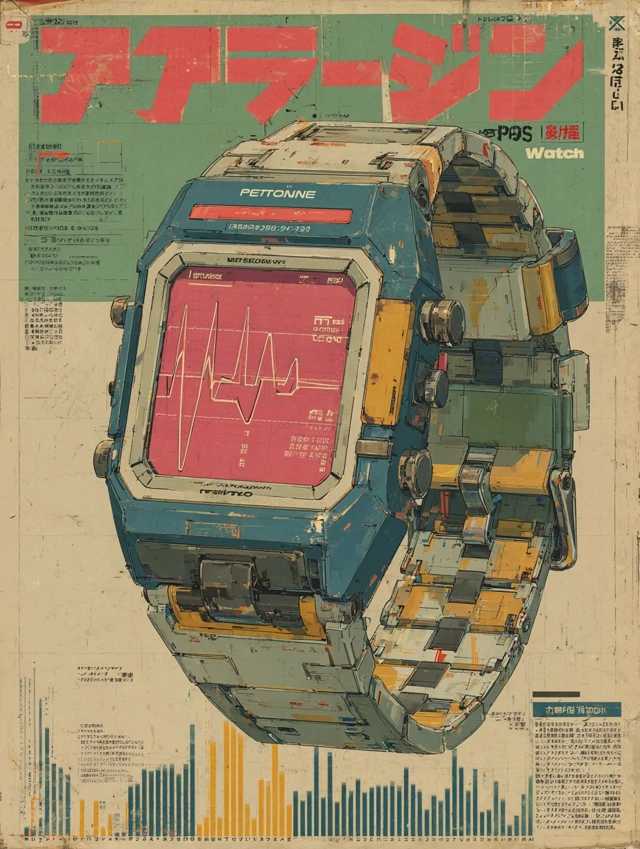 Vintage Japanese Smartwatch Ad NEOTONE PulseWatch