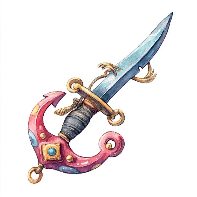 Cute Pirate Sword Clipart Watercolor Illustration