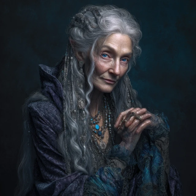 DandD Elf: Old, Wise, and Regal in Velvet and Lace