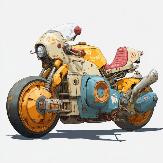 Cyberpunk Anime Motorcycle Illustration