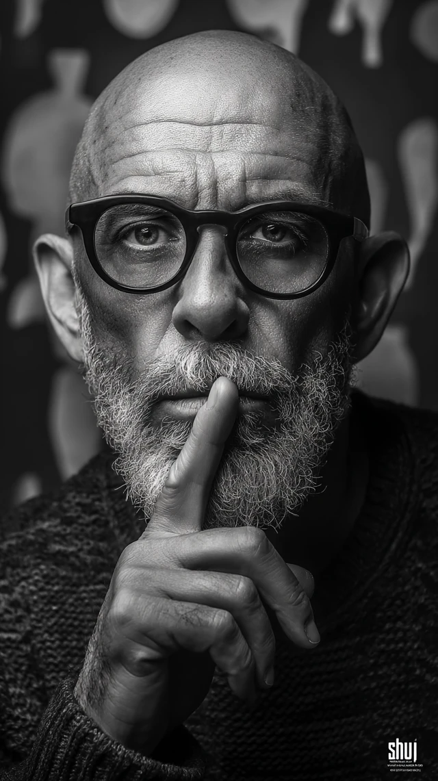 Dramatic Portrait of a Man with Glasses