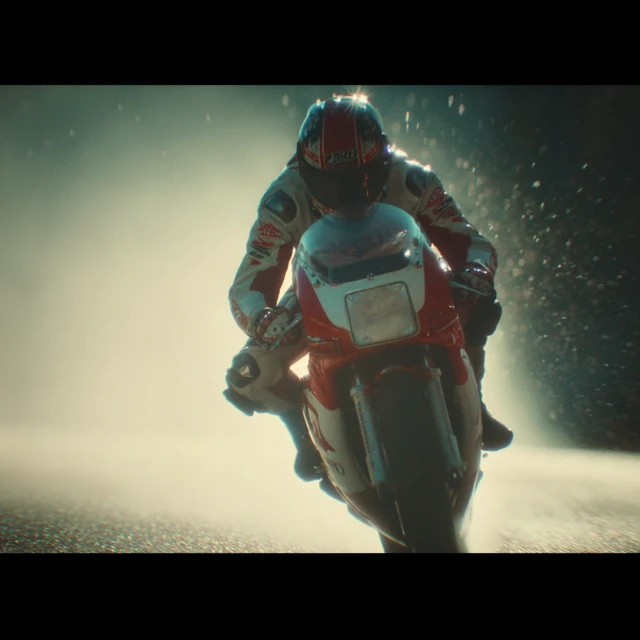 Motorcycle Racer in Action Movie Footage