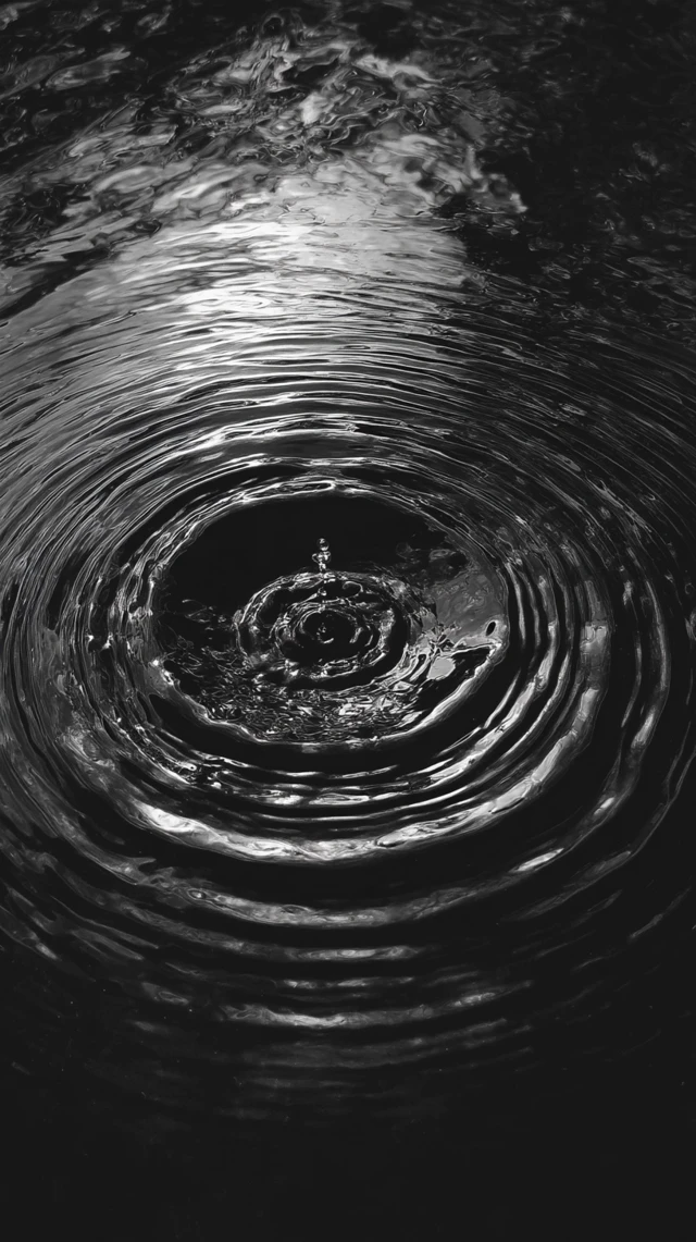Grayscale Water Ripple Top View