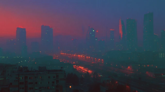 Retro Future Cityscape Vaporwave Highspeed Rail