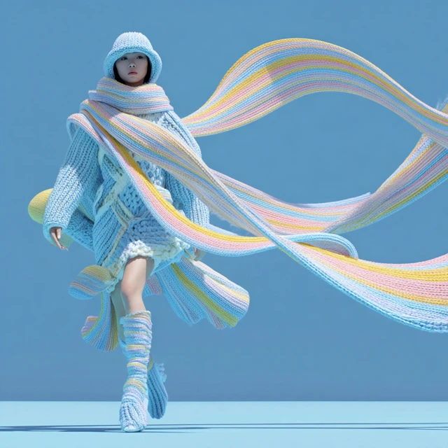 Photorealistic Fashion Model in Knitted Outfit