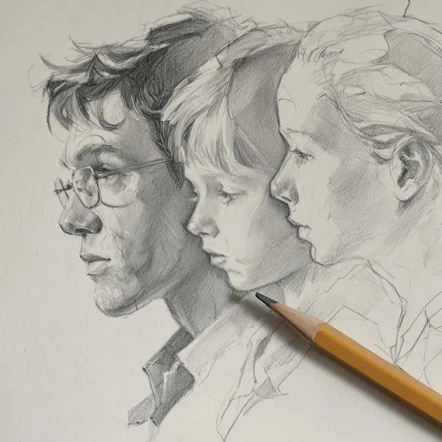 Family Portrait Pencil Drawing