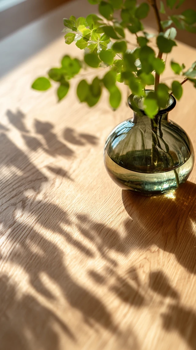 Japanese Kominka Interior Wooden Table and Leaves