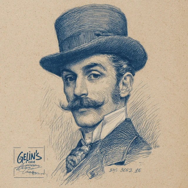 Vintage French Detective Portrait Illustration