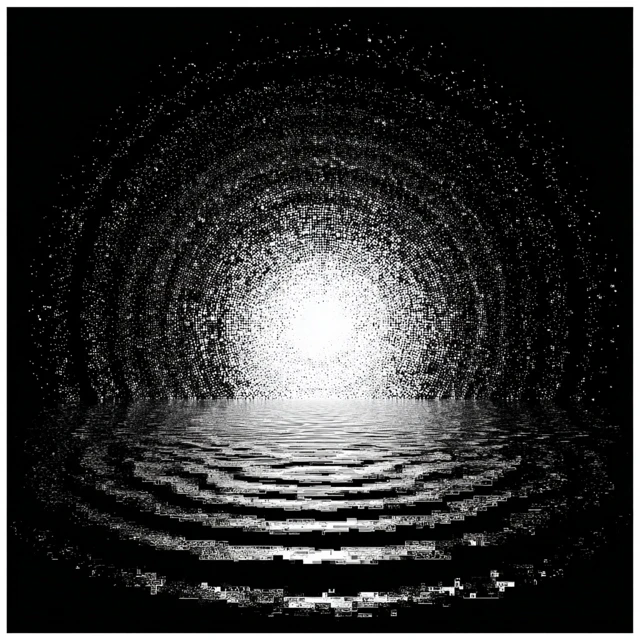 Pixel Art Ripples Black Background 64x64